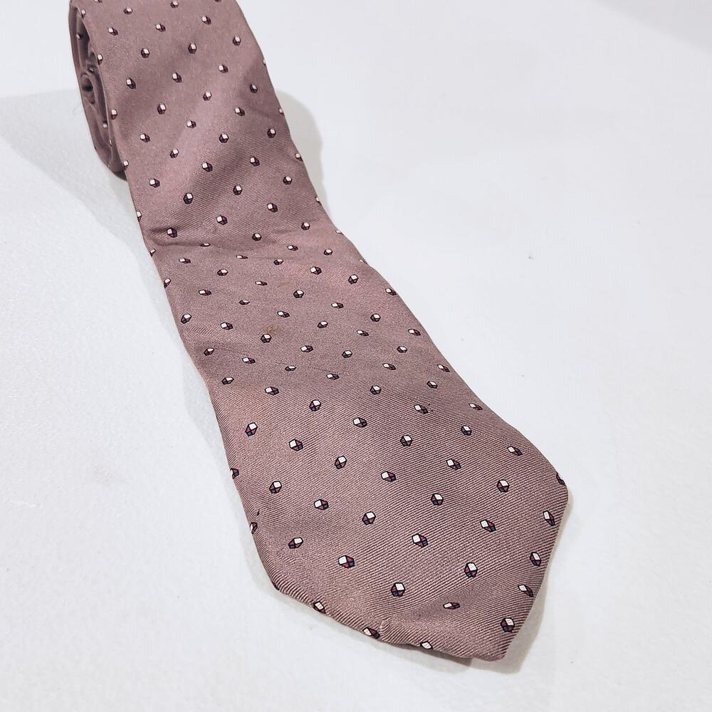 Christian Dior Paris New York Mens All Silk Beige Geometric Print Tie Luxury